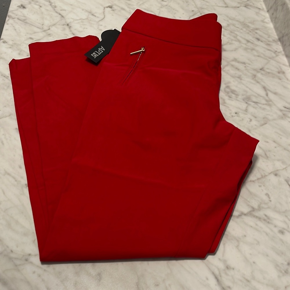 Apt 9 Red Dress Pants Stretch Skinny Mid Rise Size 14